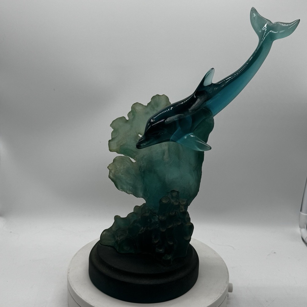 Donjo Signed Dolphin Sculpture Limited Numbered Acrylic Aquatic Ocean Reef Vtg